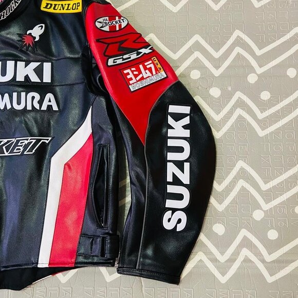 Joe Rocket SUZUKI Moto Racing Motorcycle Leather Jacket Embroidered - Picture 6 of 9